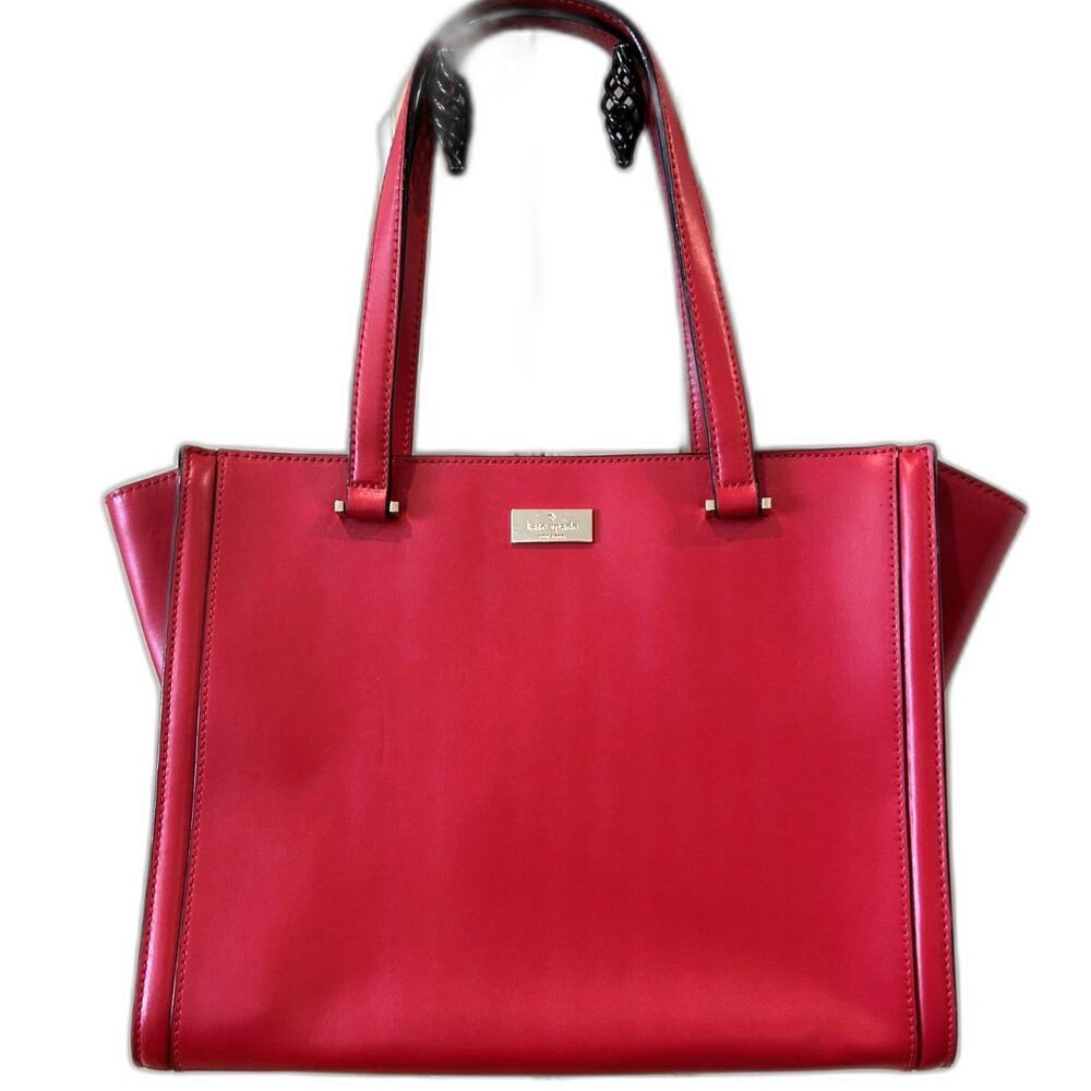 Kate Spade Vita Regatta Court Red Leather Tote Bag